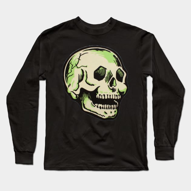 Vintage Skull Halloween Long Sleeve T-Shirt by Pop Fan Shop